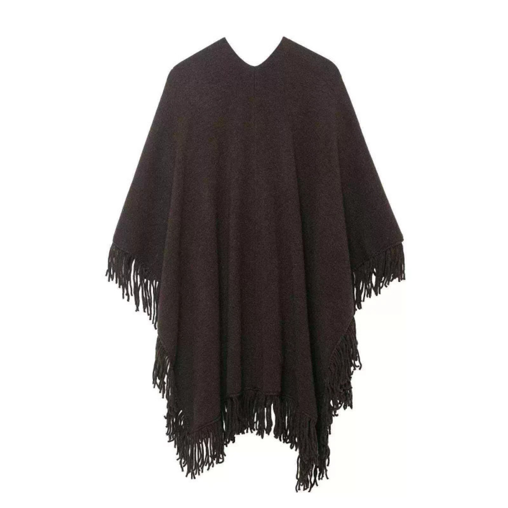 ZARA Fall Winter Fringe Cape Knit Sweater